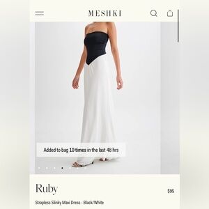 Meshki Ruby Strapless Slinky Maxi Dress - Black/White